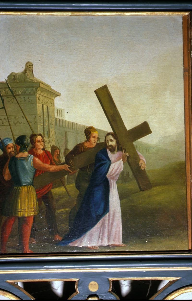 Via Crucis. Gesù aiutato dal Cireneo a portare la croce - Caerano di San Marco, Treviso